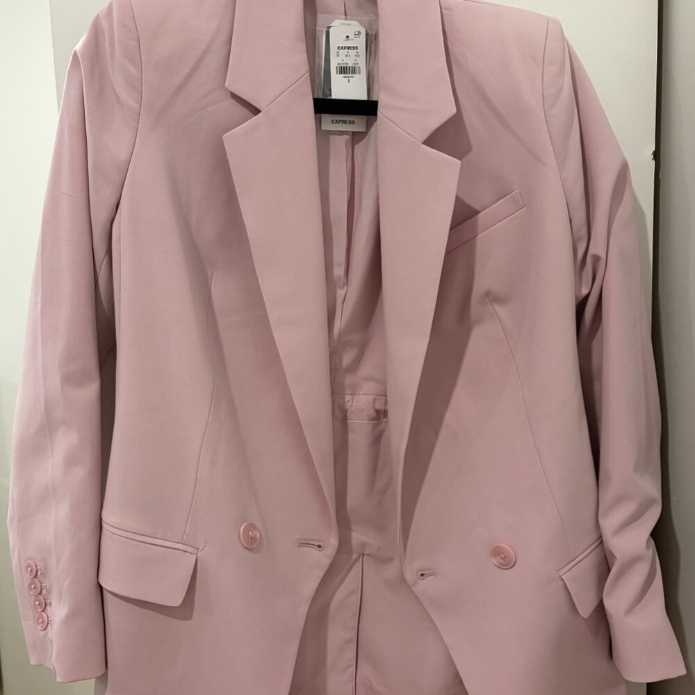 Express Double Breasted Cinched Boyfriend Blazer - Picture 6 of 8
